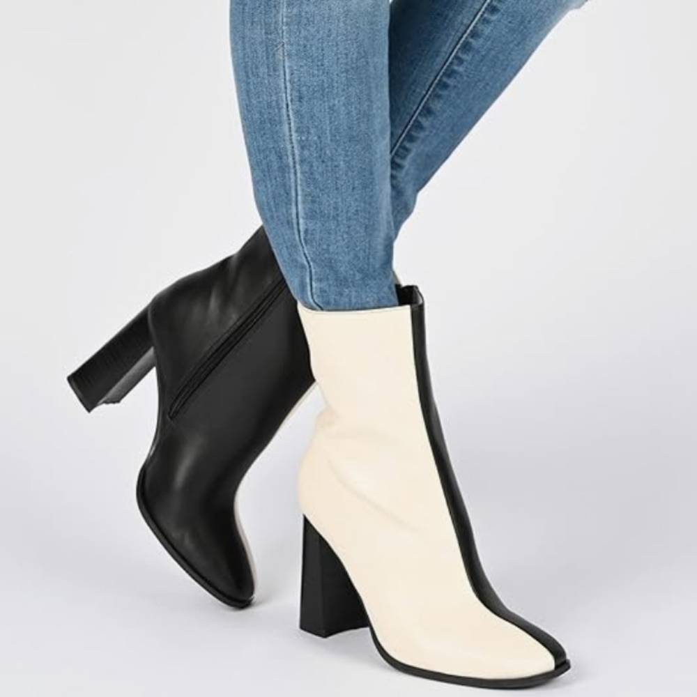 Journee Collection Women January Booties Size 12 NWB (Black/White)